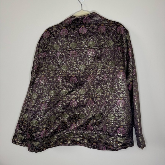 BB Design Jytte Meilvang Button Down Jacket Purple Metallic Floral Print Size XL - Picture 4 of 4